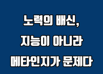 노력의 배신, 지능이 아니라 '메타인지'가 문제다
