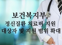 보건복지부, ’21년도 정신질환 치료비 지원 대상자 및 지원범위 확대